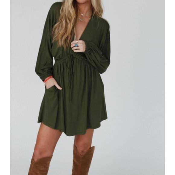 THREE BIRD NEST Dresses & Skirts - NEW THREE BIRD NEST sweet vacay long sleeve dress in super olive